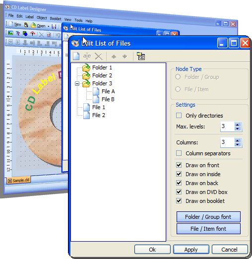 Screenshot of list editor