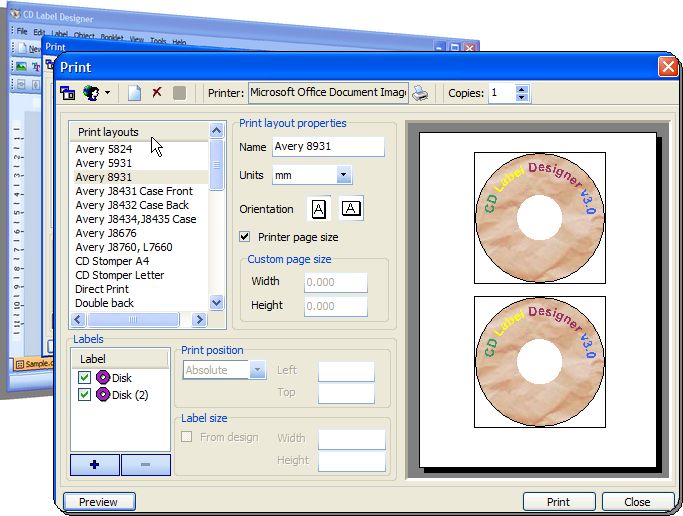 Screenshot of Print Layout
