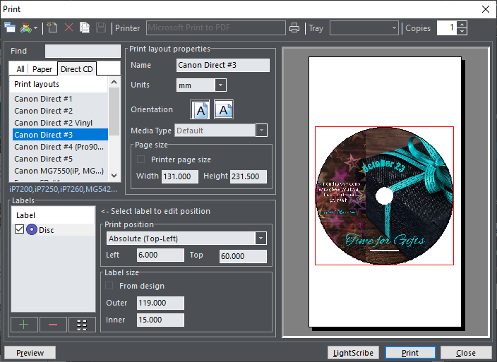 CD/DVD Label Maker - Print CD/DVD Directly to Canon Pixma MX922